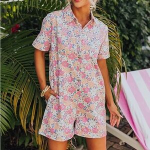 Floral Short Sleeve Jumpsuit